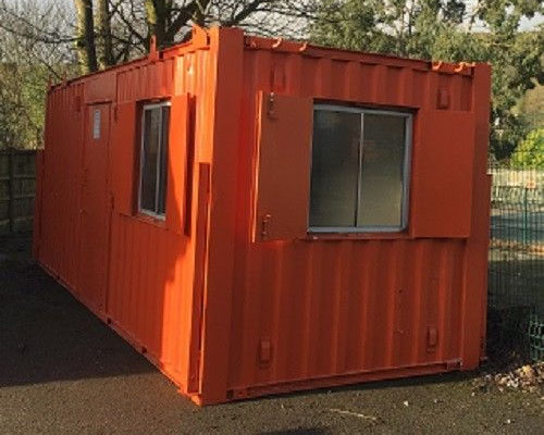 side on view of the portable office / canteen