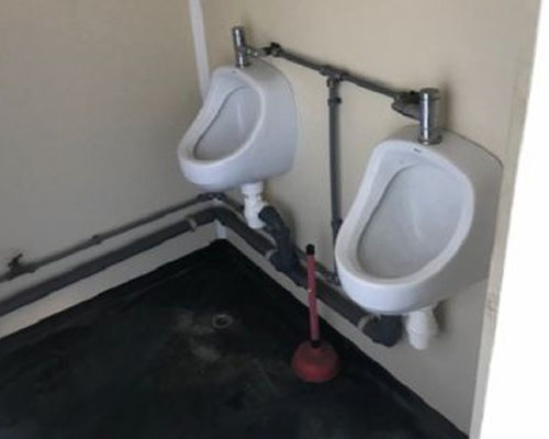 view of toilet container urinals