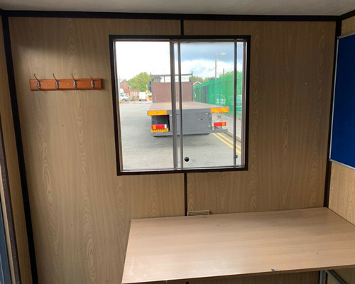 view of the window in the portable office