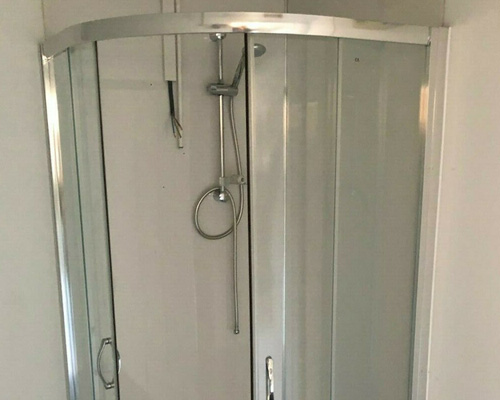 inside view of the shower area in the welfare unit