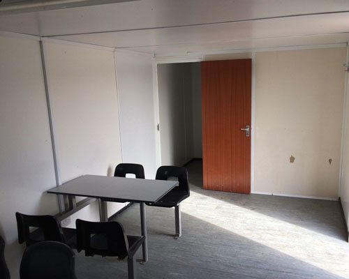 view of the seating in the canteen area in the portable office / canteen