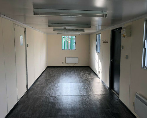 view of the interior of the anti vandal portable office