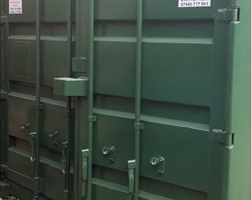 front view green storage container