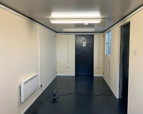 opposite view of the interior of the portable office
